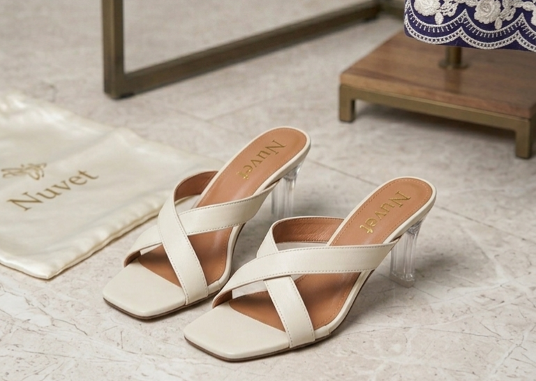 Nuvet Criss-Cross Clear Heel Mule [ Code 31]