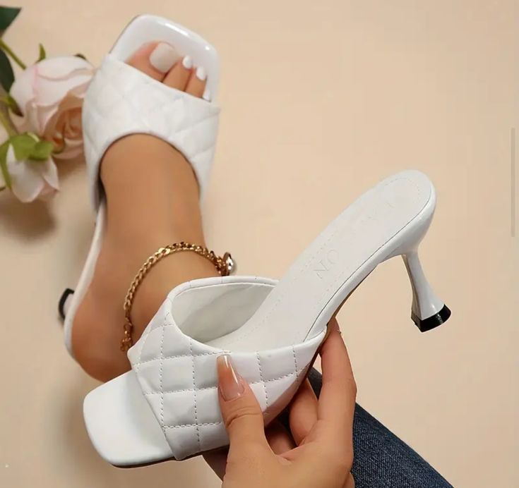 Nuvet Quilted Patent Stiletto Mule Heels [ Code 21 ]