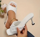Nuvet Quilted Patent Stiletto Mule Heels [ Code 21 ]