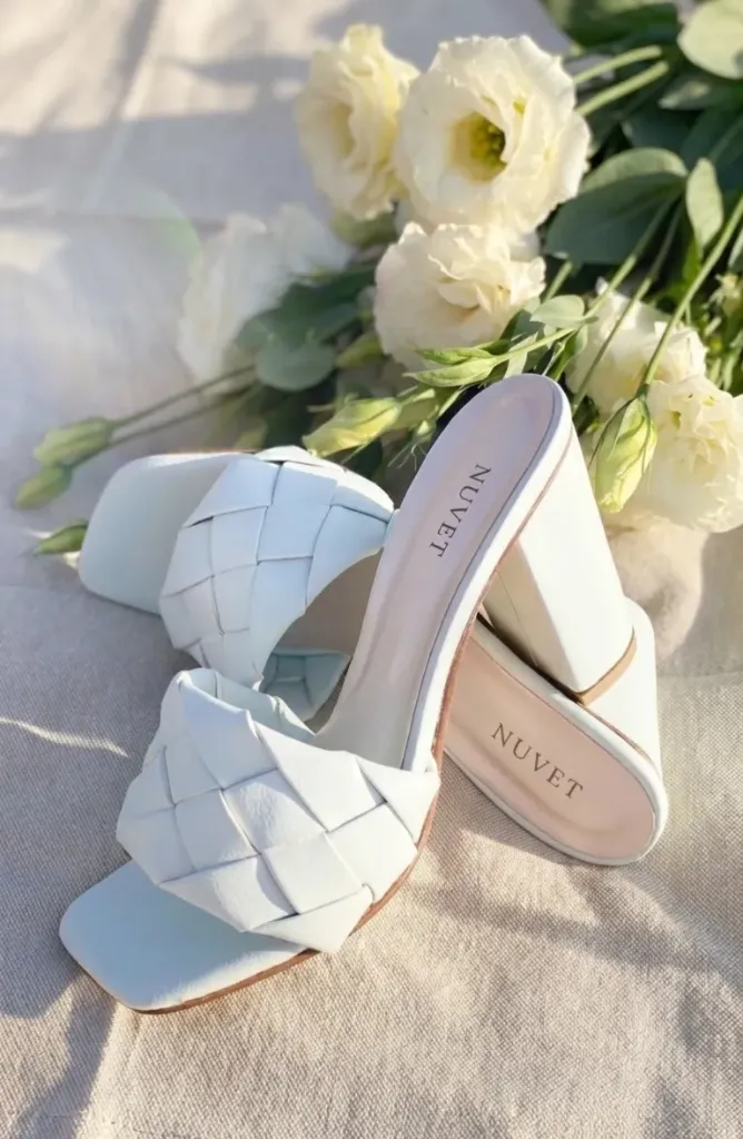 Nuvet Woven Leather Block Heel Mule Sandals[ Code 23 ]