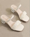 Clear Block Heel Ruched Slide Sandal [code 14]