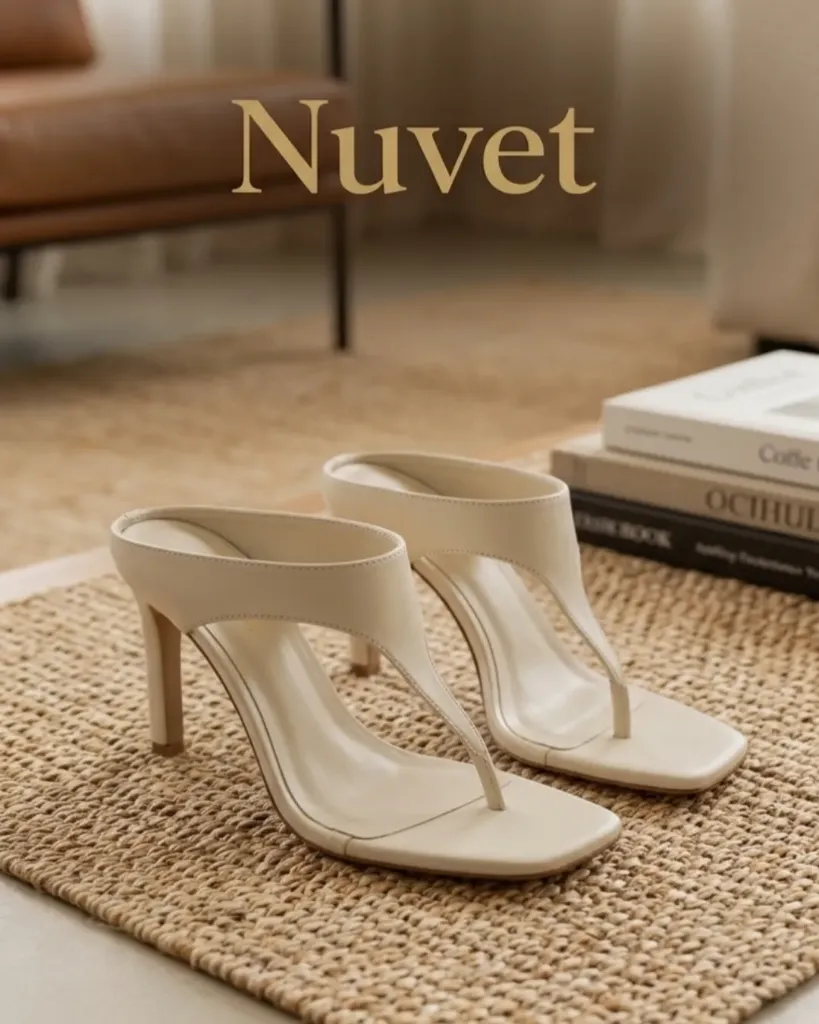 Square Toe Thong Heel Mule [Code 28 ] (Off - White, 36)